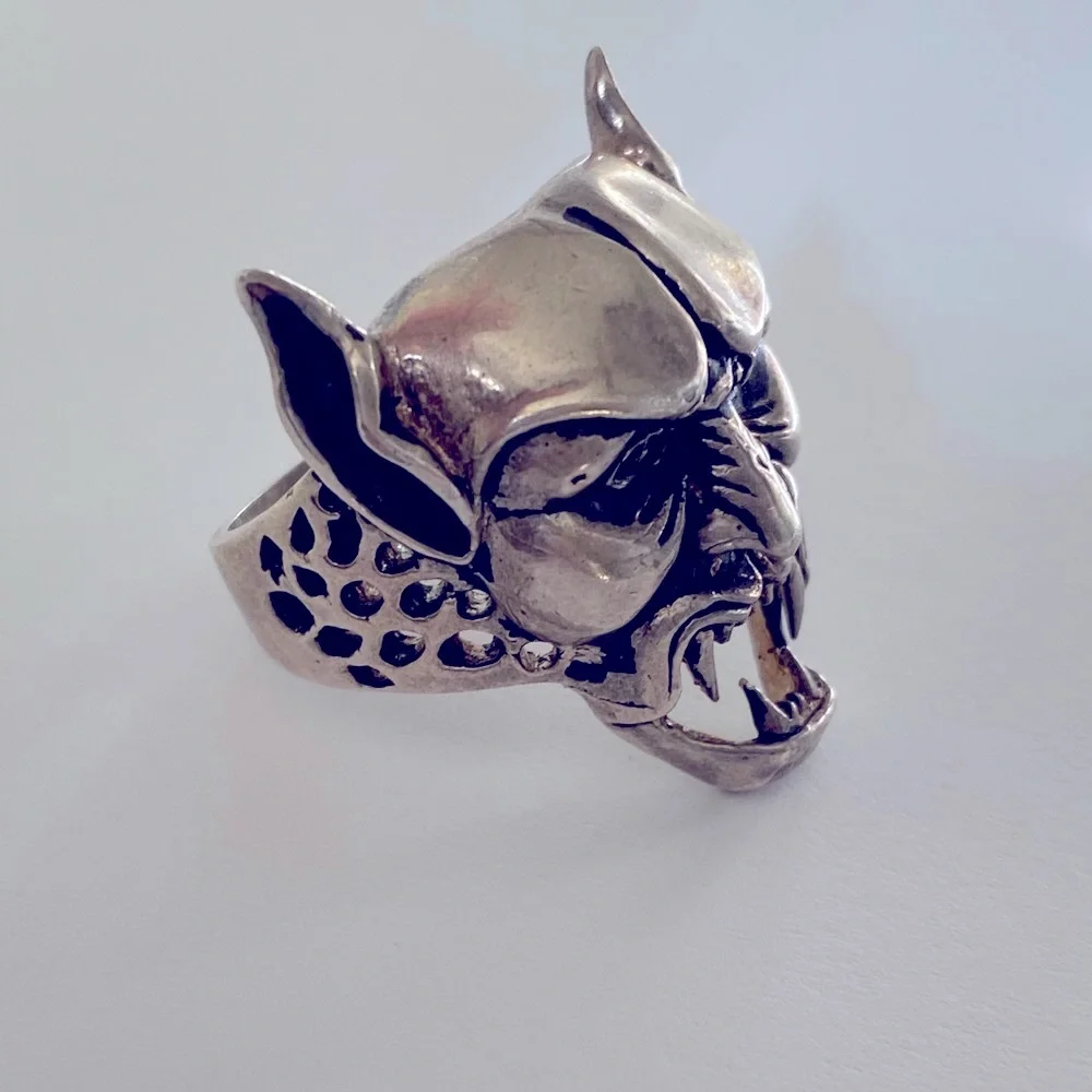 925 sterling silver devil man skull ring